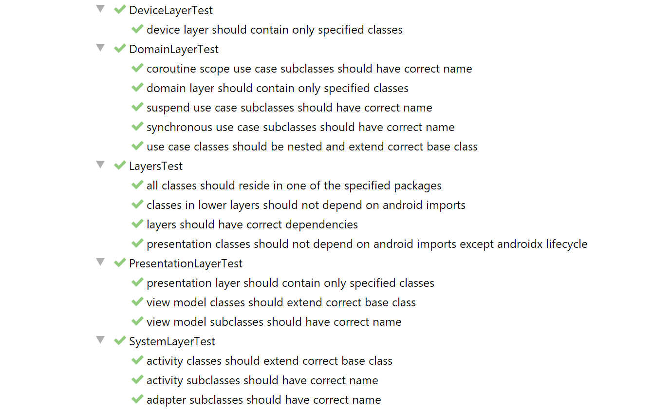 ArchUnit test results in Android Studio